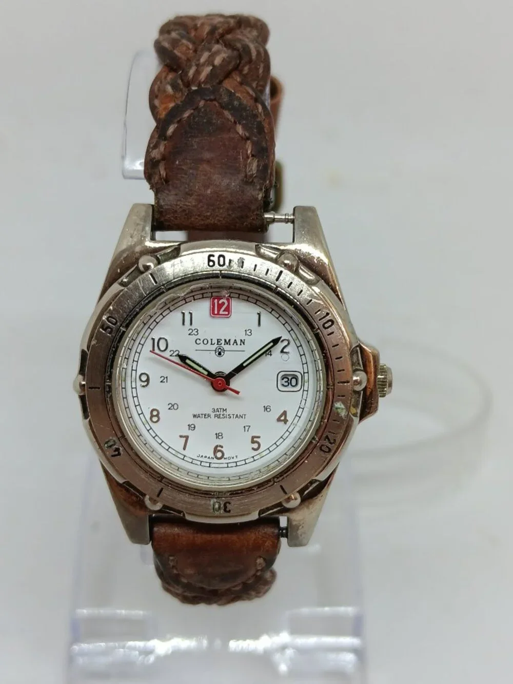 Coleman 40-014 Women's 29mm White Dial Silver Tone Date Watch NEW BATTERY